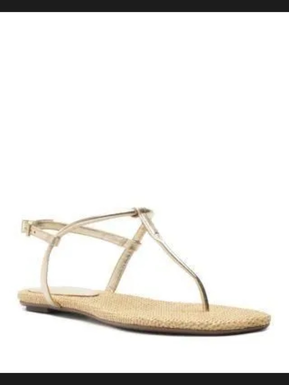 Nwt SCHUTZ Metallic Gold T-Strap Flat Sandal Summer Spring Beach Size 5‎
